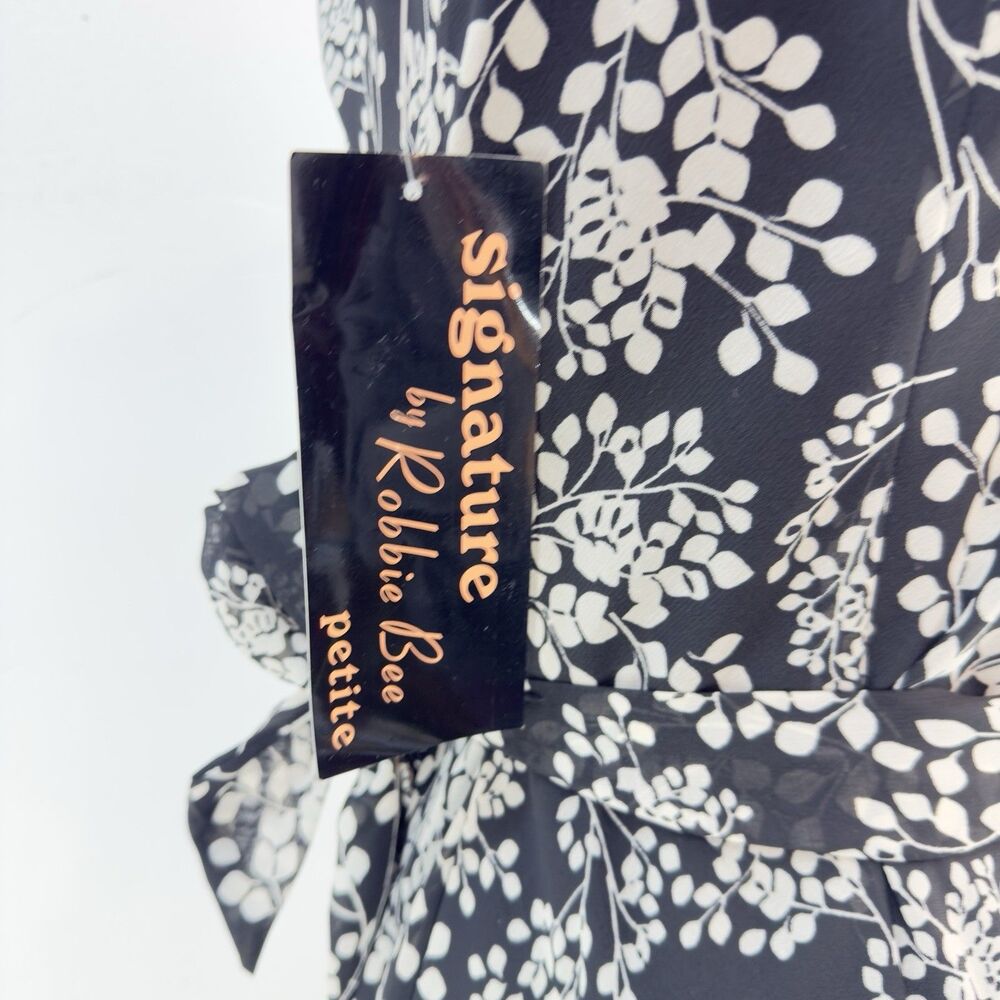 NEW Signature by Robbie Bee 8 Petite Ruffle Dress Women's Black White  NWT - Picture 9 of 17